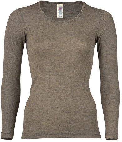 Engel Natur Langærmet Bluse, Uld/silke, Walnut   Str. 42/44