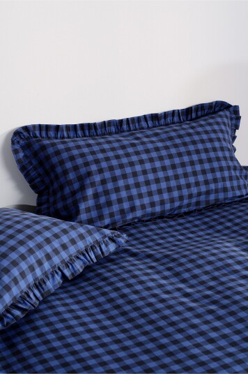 Jotex Frill Putetrekk Med Volangen Økologisk 50x90 Cm Mørkeblå/ lyseblå LAUREN 19524811206