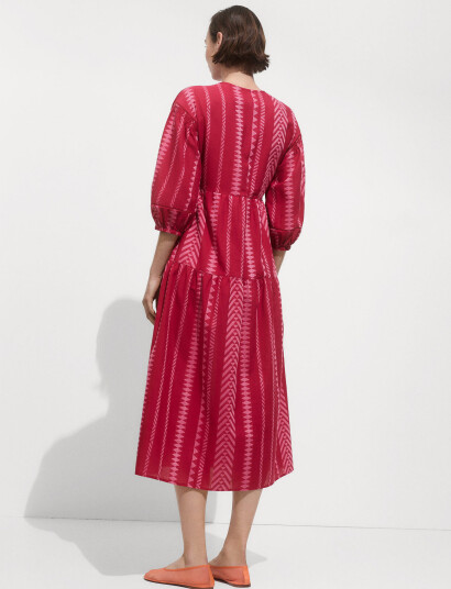 Mango Geometric Print Midi Dress - Pink - XS
