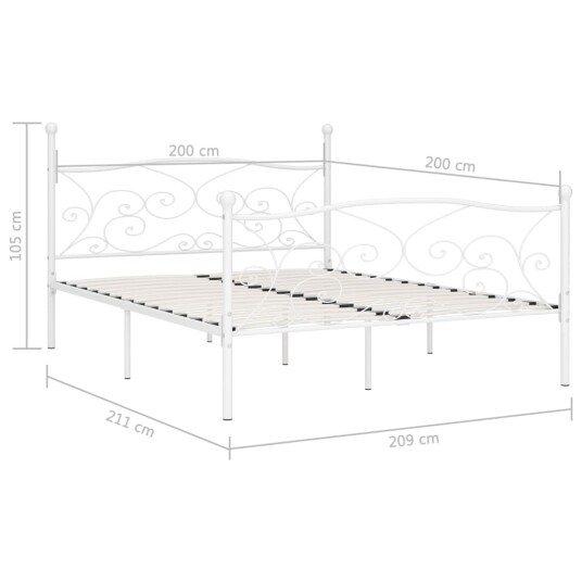 vidaXL Sengeramme med spilebase hvit metall 200x200 cm