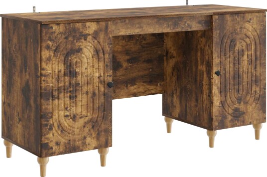 vidaXL Skrivebord med hylle Røkt Eik 142,5 x 50 x 75 cm Konstruert tre