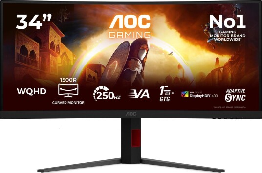 AOC CU34G4ZCA 34" UWQHD Gaming Monitor 240Hz 1ms Svart/Rød