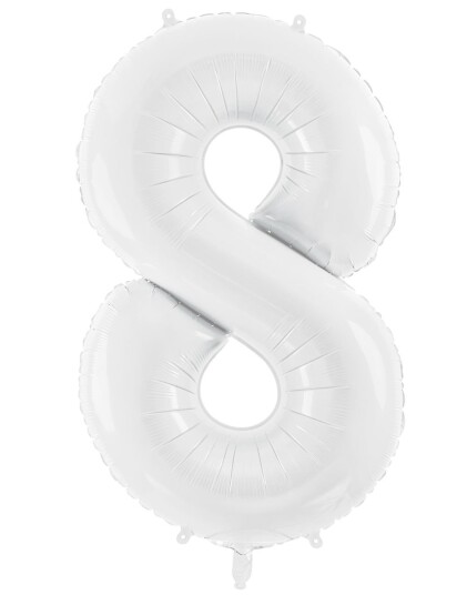 Tallet 8 Hvit JUMBO Folieballong 86 cm