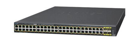 Planet Gs-4210-48P4s - Switch - Styrt - 24 X 10/100/1000 (Poe+) + 4 X Fast Ethernet/Gigabit Sfp - Stasjonær, Rackmonterbar - Poe+ (440 W)