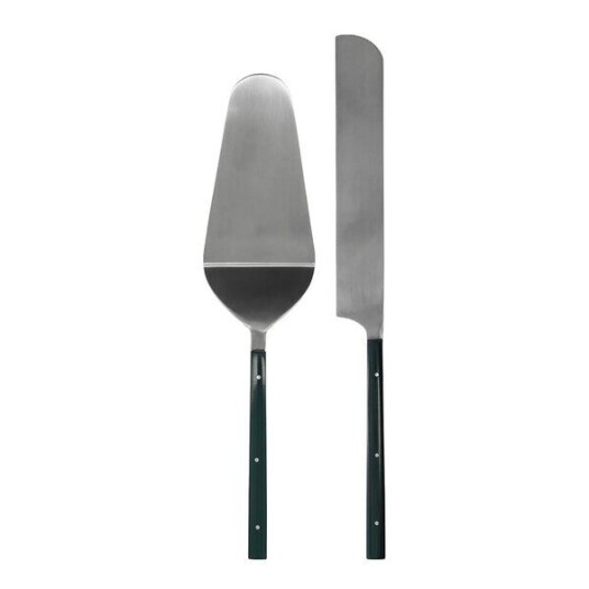 House Doctor Lata kakespade og kakekniv i polert stål 28 cm mørk grønn House Doctor Lata kakespade og kakekniv i polert stål 28 cm mørk grønn