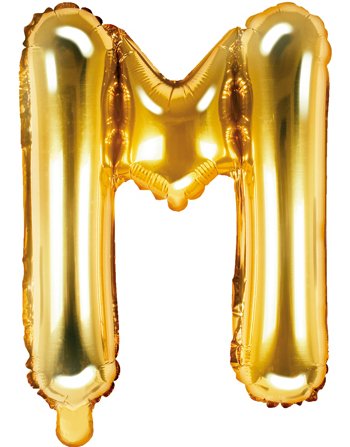 Bokstaven M   Gullfarget 35 cm Liten Folieballong