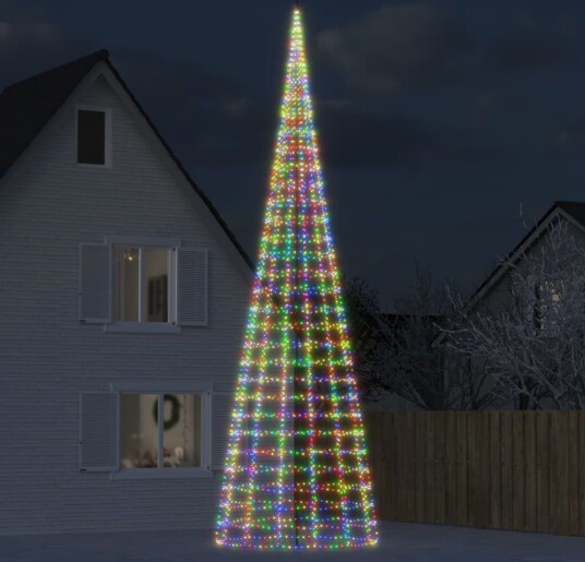  LED juletre på flaggstang 3000 LEDs Fargerike 800 cm