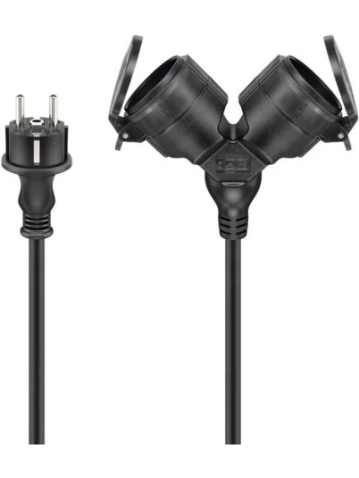 Pro Outdoor Double Extension Cable - Strm CEE 7/7 Type E/F - 10 m - Svart Pro Outdoor Double Extension Cable - Strm CEE 7/7 Type E/F - 10 m - Svart
