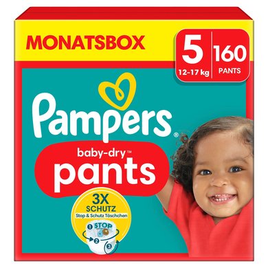Pampers Baby-Dry Pants, størrelse 5 Junior, 12-17 kg, månedsboks (1 x 160 bleier