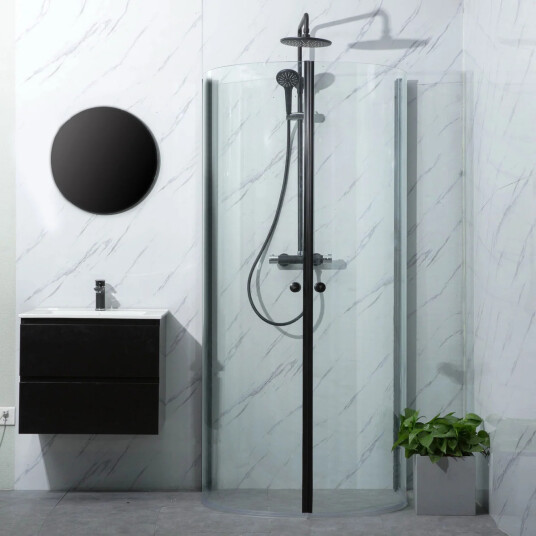 Bathlife Mitt Dusjhjørne 93x78 cm, Sort Matt/Klart Glass Bathlife Mitt Dusjhjørne 93x78 cm, Sort Matt/Klart Glass