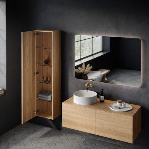 Copenhagen Bath Bergen høyskap 1600x400 cm med 1 dør Børstet Eik