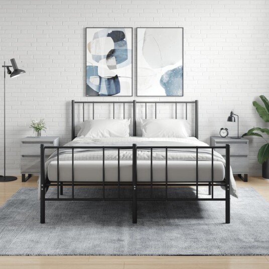  Nattbord 2 stk grå sonoma 40x35x50 cm konstruert tre 8721012110809