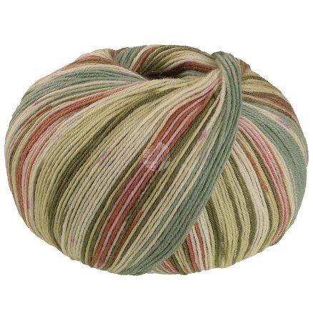 Lana Grossa Meilenweit 100 SETA Giappone Garn 3383 Rosa/Grågrønn/Ecru/Olive/Eggshell/Nougat