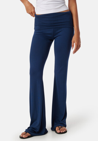 BUBBLEROOM Fold Over Flared Trousers Navy XL