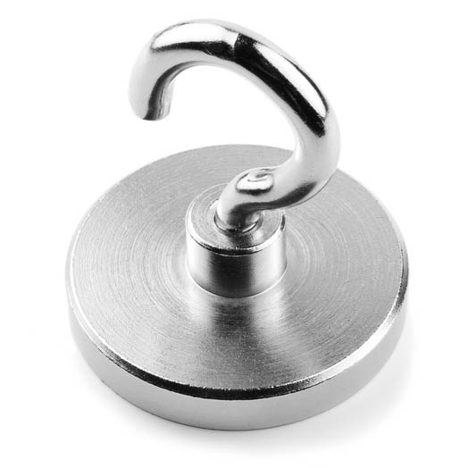 SuperMagneter Stor Neodymmagnet Med Krok   Diameter 63 Mm   Løftekraft 110 Kg