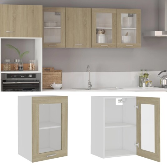 vidaXL Hengende skap glass sonoma eik 40x31x60 cm sponplate vidaXL Hengende skap glass sonoma eik 40x31x60 cm sponplate