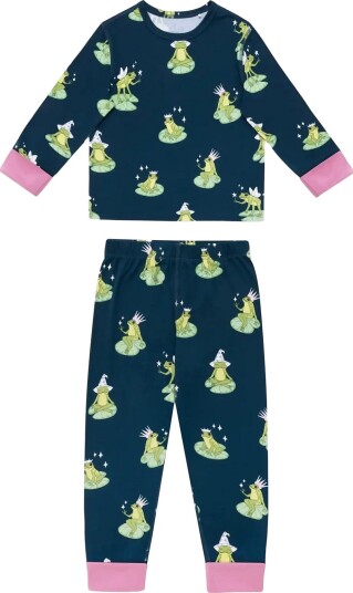 Chelsea Peers Kids Enchanted Frog Print Long Pyjama Set   TEAL   7 8