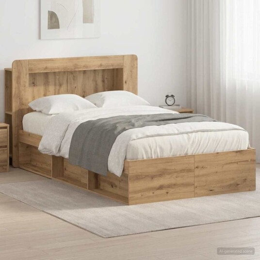  Sengeramme med oppbevaring Artisan eik 120 x 190 cm
