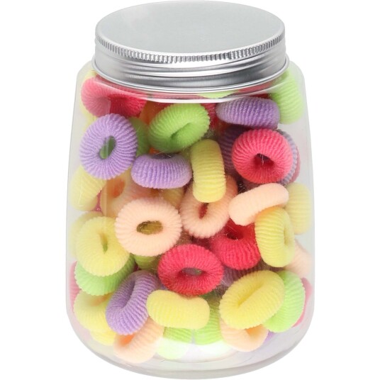 Mineas Hairbands 100 Pcs In A Jar Multicolored Mineas Hairbands 100 Pcs In A Jar Multicolored
