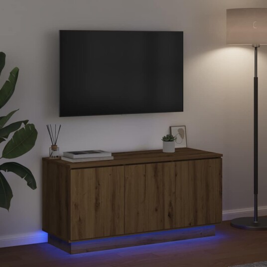 TV skap med LED artisan eik 100 x 38 x 49 cm Konstruert tre TV skap med LED artisan eik 100 x 38 x 49 cm Konstruert tre