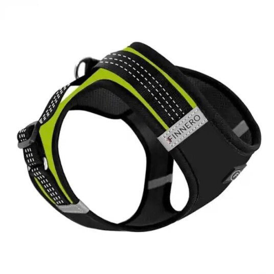 Finnero Hunde/Kattesele Med Refleks Svart/Gul (Xs)