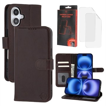MyTPhone iPhone 16 Plus CardMate lommebokveske i lær mørkebrun MyTPhone iPhone 16 Plus CardMate lommebokveske i lær mørkebrun