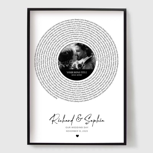 Namly Design Personalisert Plakat Bryllupssangtekster med Foto POSTERLDFEEV