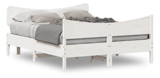 Sengeramme med hodegavl hvit 140x190 cm heltre furu 8721012454965
