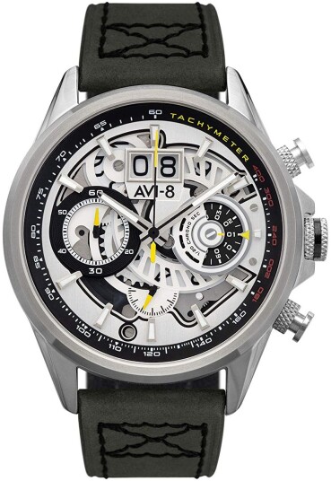 AVI 8 Herreklokke AV 4065 01 Hawker Harrier Ii Skjelettkuttet/Lær