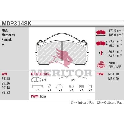 Bremseklosser MERITOR MDP3148K Bremseklosser MERITOR MDP3148K