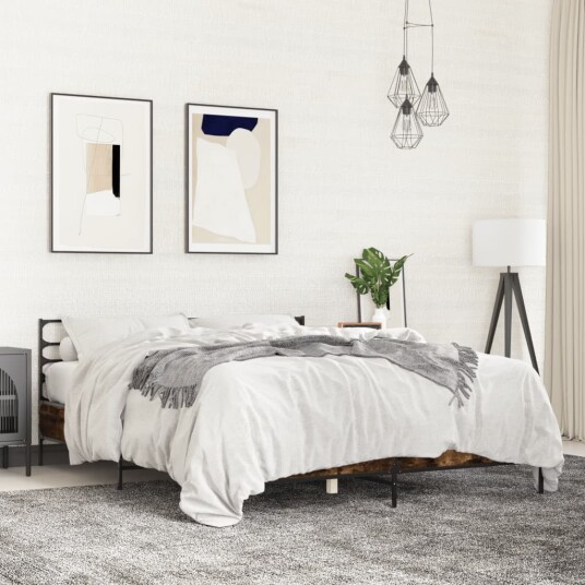  Sengeramme røkt eik 150x200 cm konstruert tre og metall 8721102613456
