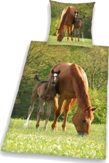 Heste "Brown Horse And Pony" Sengetøj 100 Procent Bomuld Heste "Brown Horse And Pony" Sengetøj 100 Procent Bomuld
