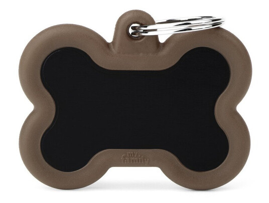 Myfamily Hushtag Collection Id Tag-Aluminium Med Plast Kant Brun/Sort