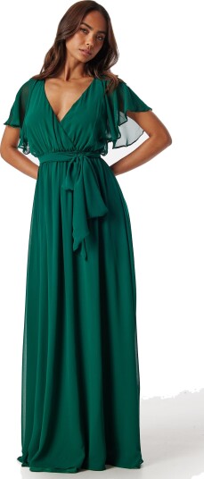 Goddiva Flutter Chiffon Maxi Dress