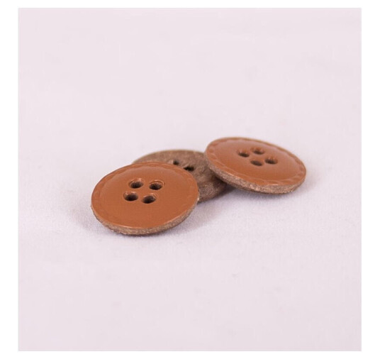 Knapp av resirkulert lær Brun, 18mm