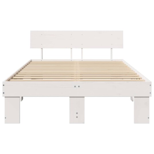  Sengestamme med hodegjerde Hvit 135 x 190 cm Massiv furu tre
