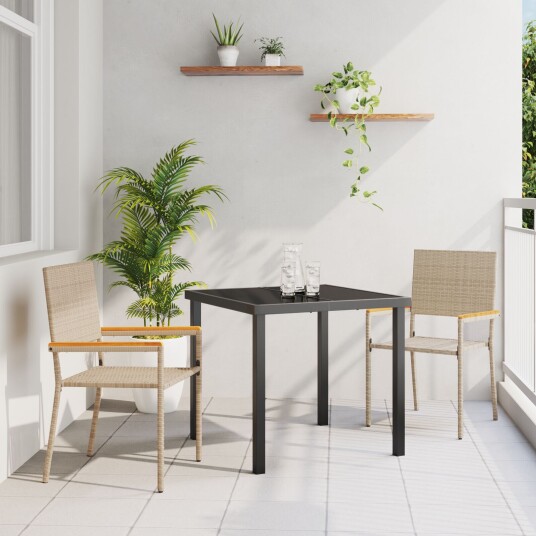 Hagemøbelsett med Puter 2 stk Beige Poly Rattan