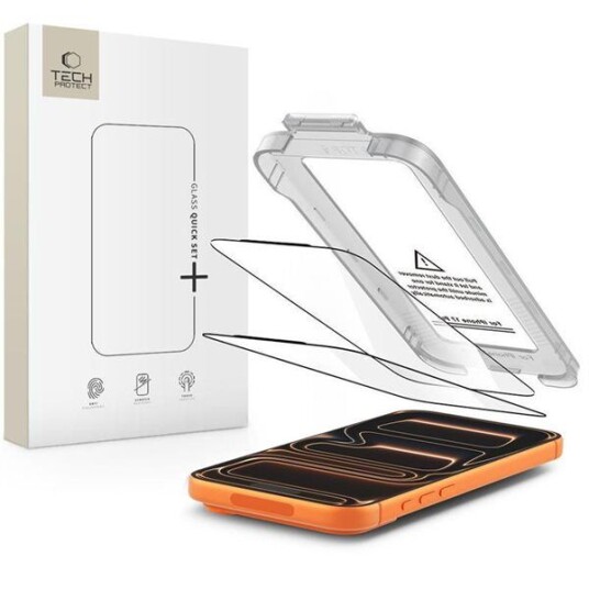 Tech-Protect Quick Set+ Skjermbeskyttelsesglass for iPhone 17 Pro - 2 Pakning Gjennomsiktig/Svart Kant