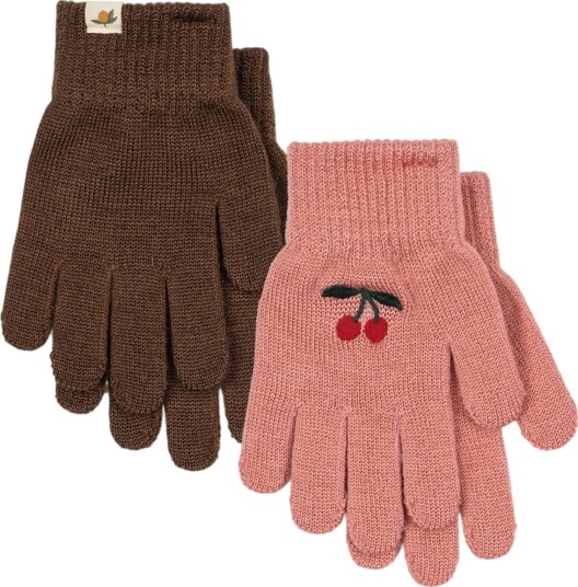Konges Sløjd Hansker   Strikk   2 pack   Fyll   Sorbet   Konges Sløjd   9 10 år (134 140)   Handsker Brun Rosa