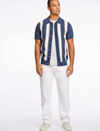 Lindbergh Knitted Polo Cardigan   Navy   M