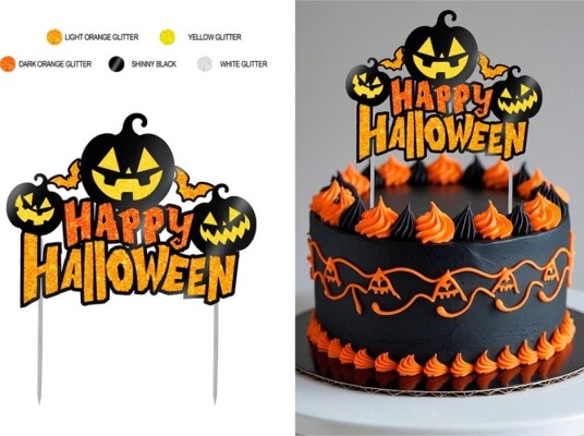 Gresskar "Happy Halloween" - Glitrende Kaketopp