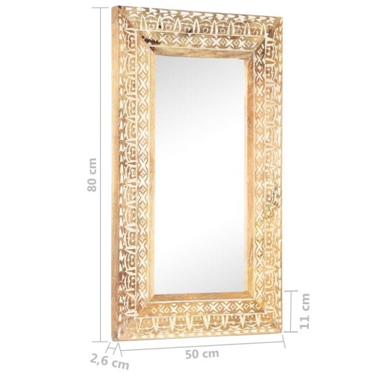 vidaXL Håndskåret speil 80x50x2,6 cm heltre mango