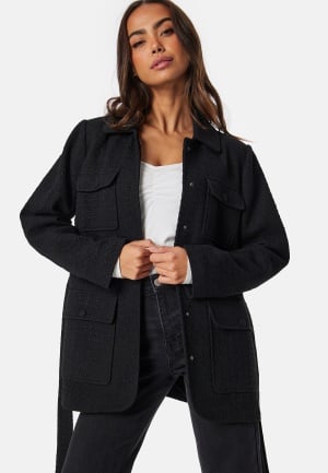 Happy Holly Bouclé Shacket Black 32/34 Happy Holly Bouclé Shacket Black 32/34