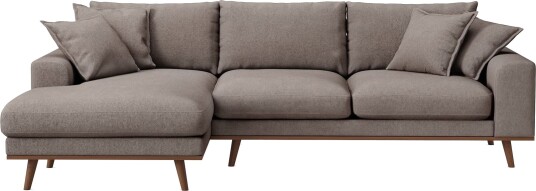 Copenhagen Premium 4 personers Venstrevendt L formet Dyb Divansofa i Stoff Brun