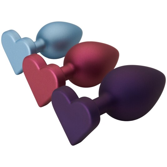 Baseks Shimmering Hjerteformet Buttplugg Sett Purple