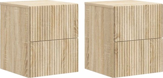  Vegghengt Nattbord med skuff 2 pcs Sonoma eik 33 x 34,5 x 40 cm