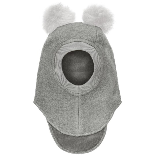 HUTTEliHUT balaclava wool alpaca pompoms – medium grey melange 4 6år