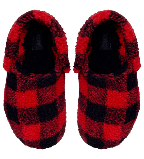Crocs Tøfler Classic+ Buff Check Cozy Slipper Varsity Ed Crocs 42/43 Tøfler Rød Svart 42 43