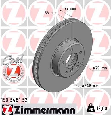 Bremseskive ZIMMERMANN 150.3481.32 Bremseskive ZIMMERMANN 150.3481.32