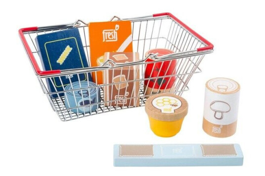 Small Foot - Wooden Play Food in Shopping Basket